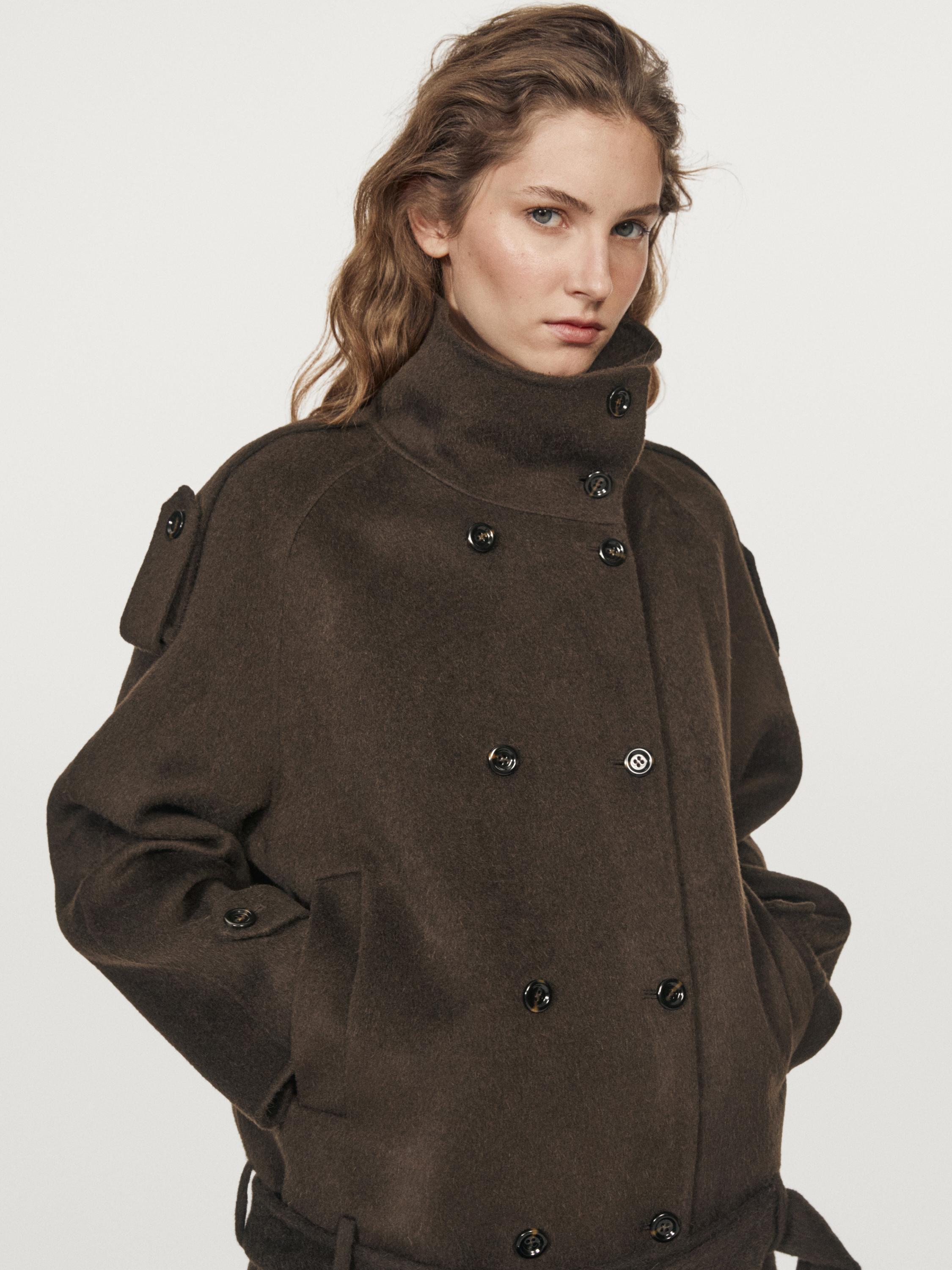Manteau trench en laine mélangée
